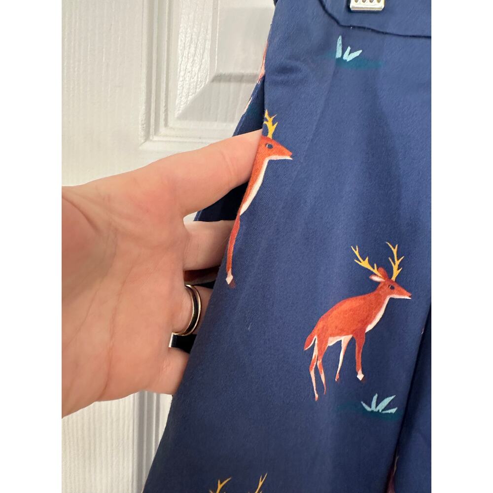 Draper James Oh Deer Pleated Skirt Navy Sz 12 - Picture 6 of 8